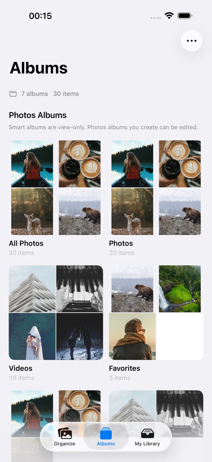 Albums organized in LightRoll