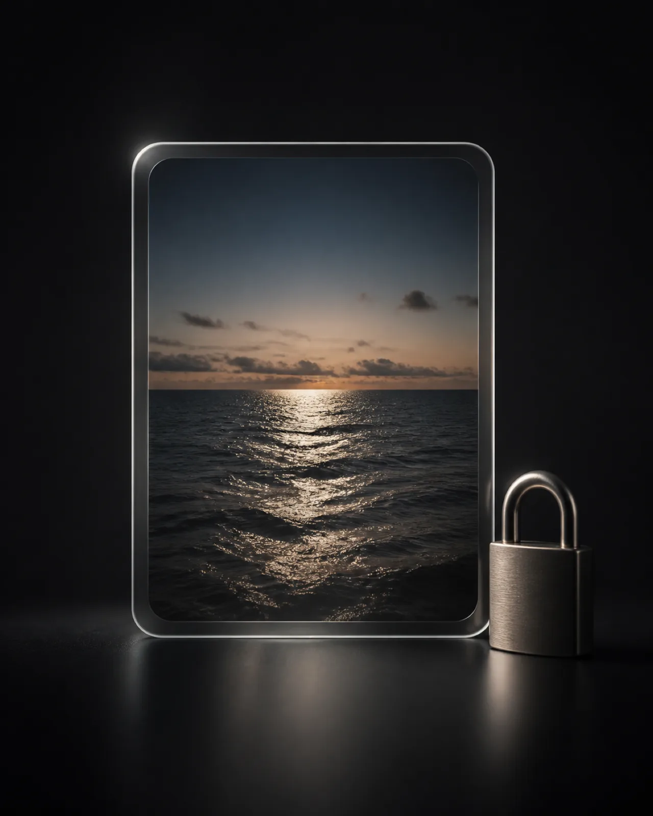 A protected photo card representing LightRoll's on-device privacy